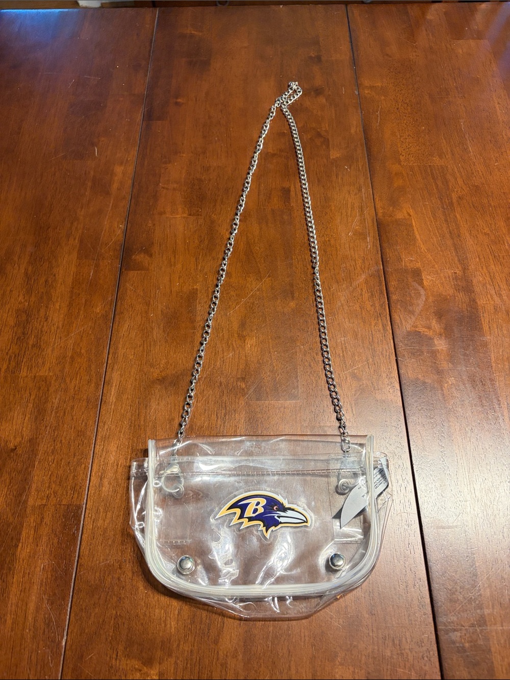 Clear Baltimore Ravens Crossbody Bag with Chain Strap